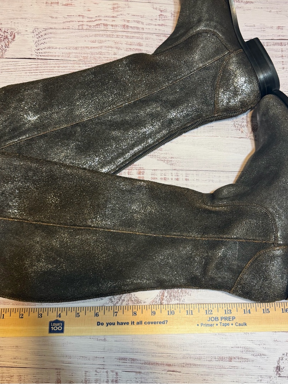 Frye Women’s 10 Metallic Bronze Distressed Leather Knee High Riding Boots READ! - Picture 9 of 10